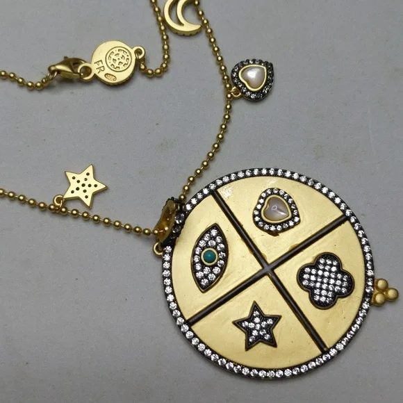 Freida rothman celestial medallion necklace charm pendant enhancer chain 925